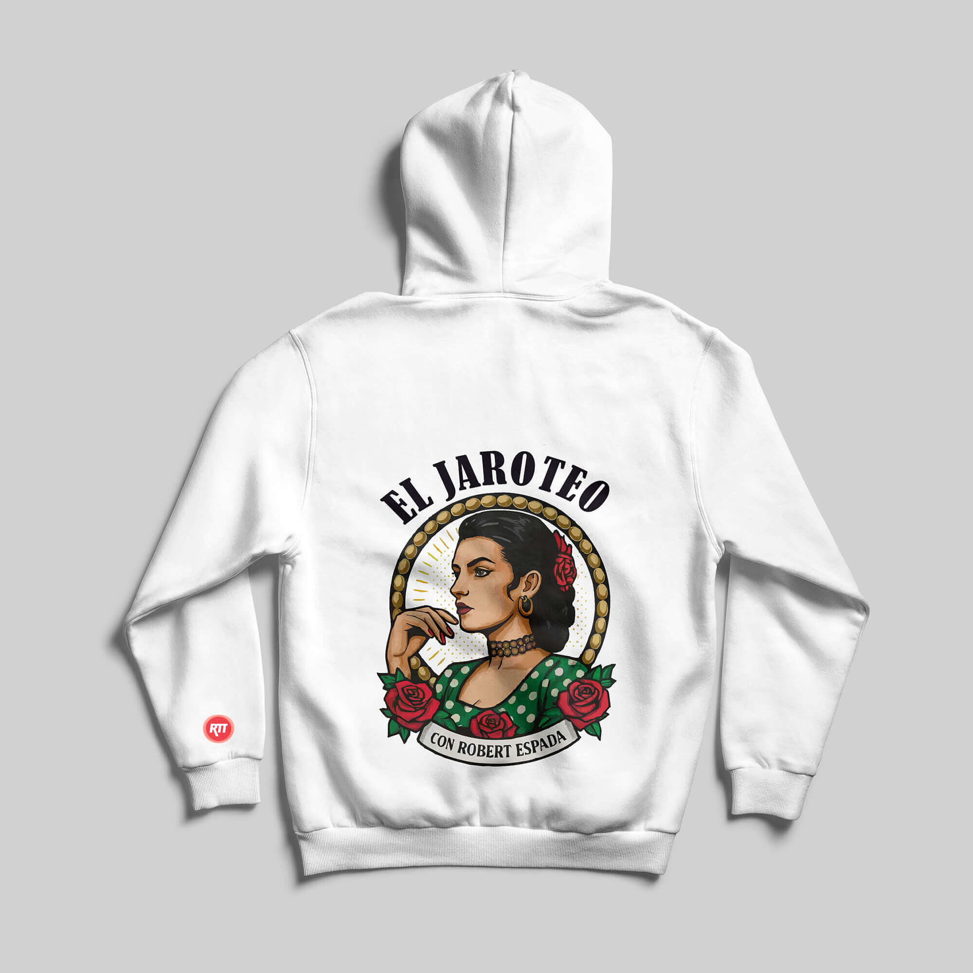 JAROTEO COPLERA - TRASERA EXTRAGANDE - SUDADERA BLANCA
